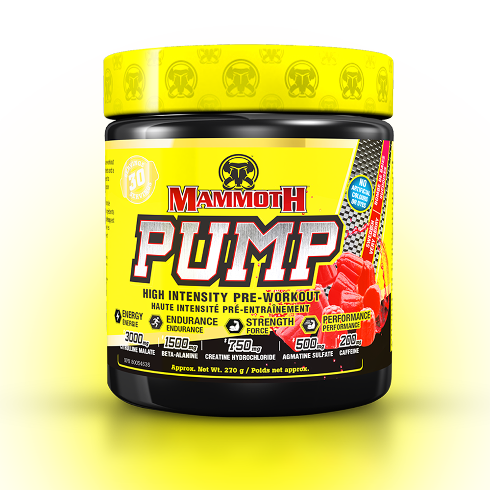 MAMMOTH PUMP - Fully Loaded powerful pre-workout formula with scientifically researched ingredients in effective doses, for Extreme Energy and endurance, high intensity workouts; Hard Muscle Gains and Massive Muscle Pumps! Swedish Berry  PREWORKOUT HIGH INTENSITY ENDURANCE STRENGTH. MEN WOMEN. Preworkout Supplement Canada.  