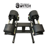 70 lb Dumbbell Weight System with 16 weight adjustments. Diamond Knurled Handles. Plus Rack..