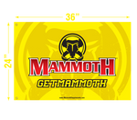 Classic Yellow & Red Mammoth Banner / Flag for your Barbell Rack, Home Workout Station - Fitness Banner. 3 feet x 5 feet - 24" x 36 "