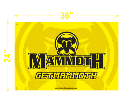 Yellow & Black Mammoth Banner / Flag for your Barbell Rack, Home Workout Station - Fitness Banner. 3 feet x 5 feet - 24" x 36 "